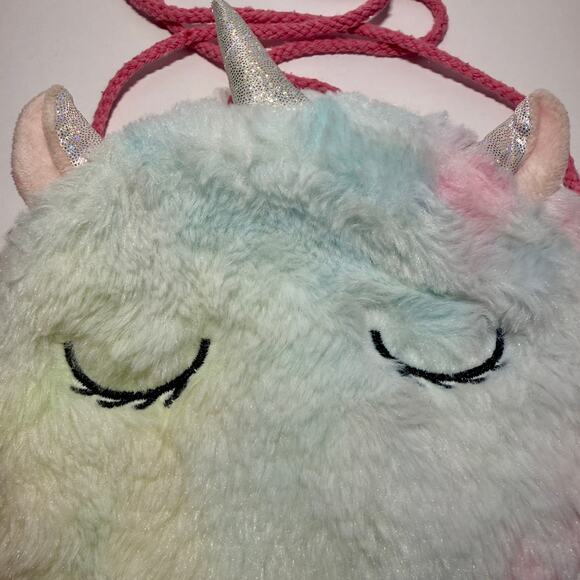 🦄 Unicorn Crossbody Purse for Kids Child Plush Fluffy Soft Rainbow Bag Glitter - Picture 4 of 6